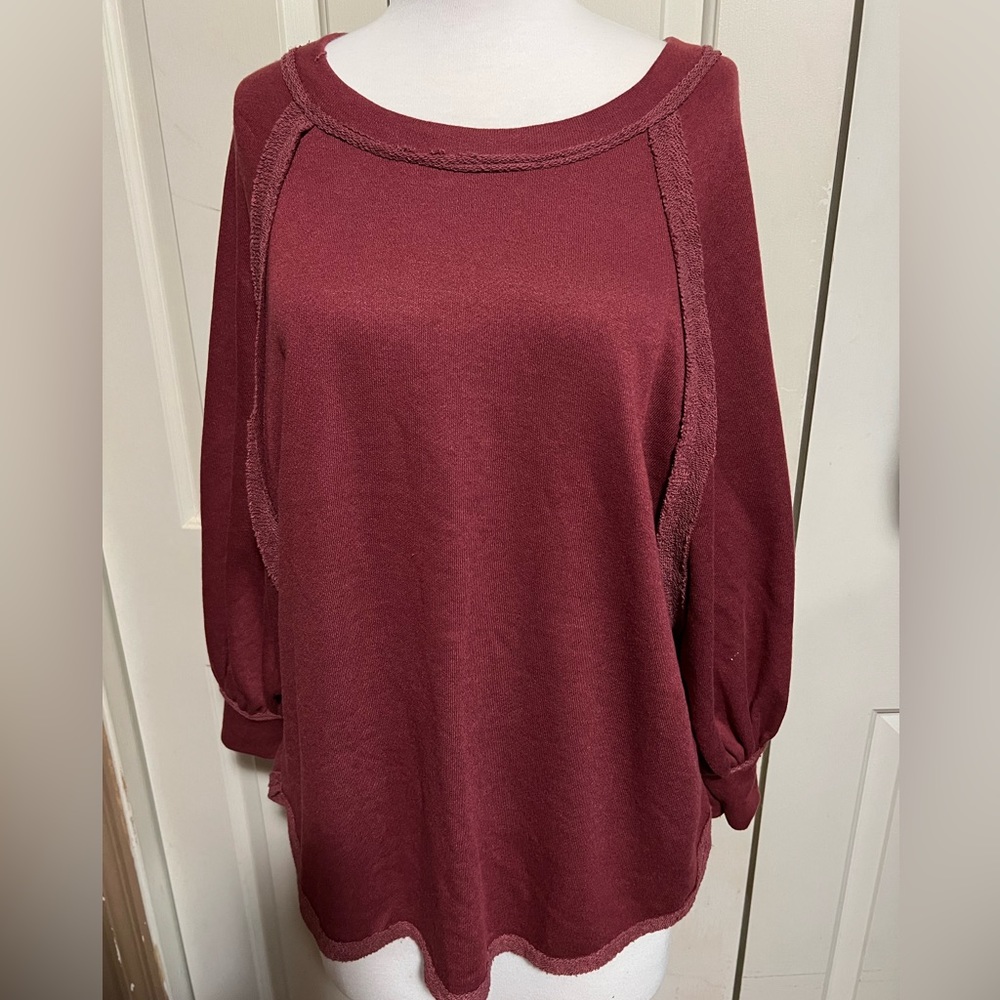 Carole Christian puff sleeves sweatshirt size S burgundy